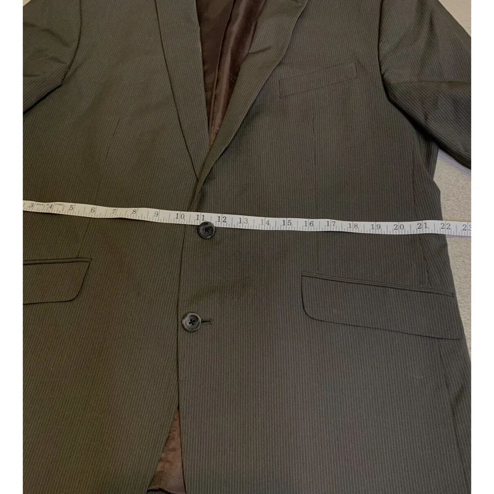 Kenneth Cole Reaction Mens Gray Pinstriped Sport Coat Size 44R Preppy Office